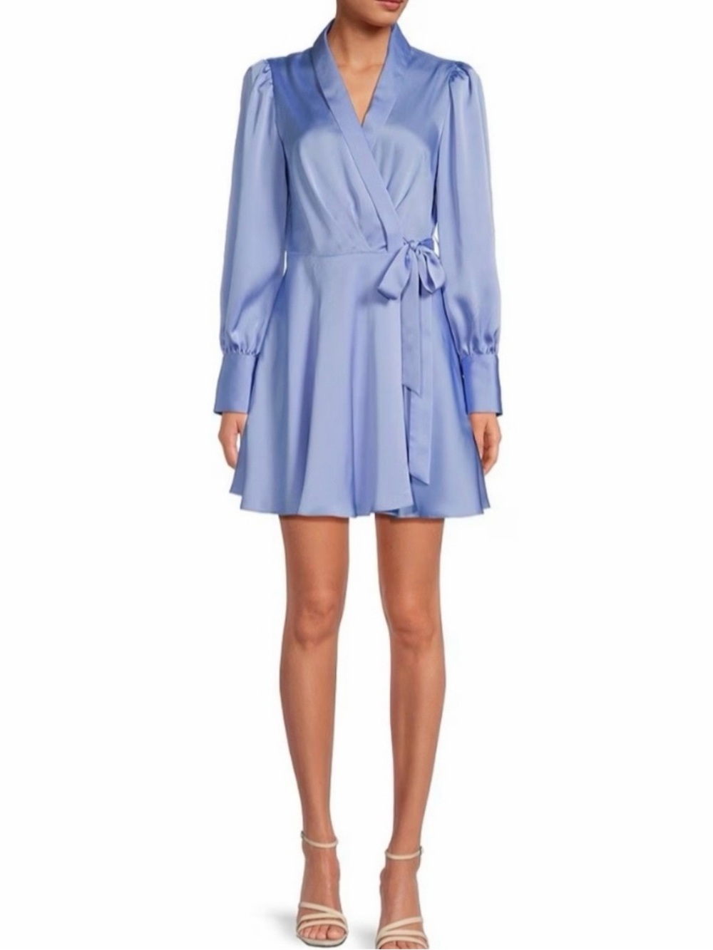 Gianni Bini Periwinkle Satin Wrap Mini Dress